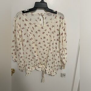 New with tags floral cinched waist tie top